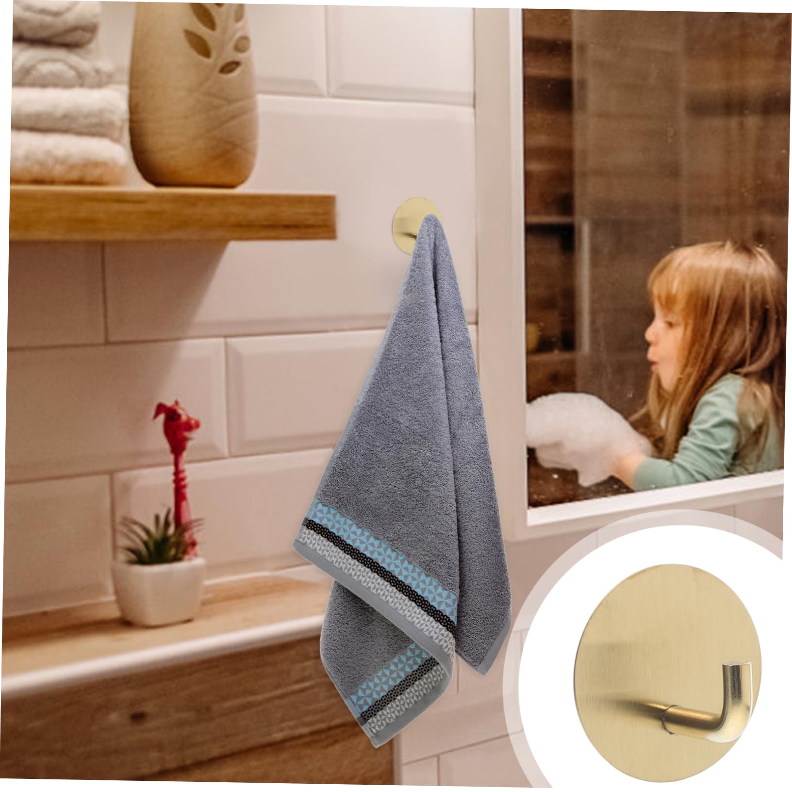 NUOBESTY Gancho Adhesivo Para Colgar Toallas Gancho Para Colgar Toallas De Mano Para En La Pared Adhesivo Para as De Baño 4 piezas x 4