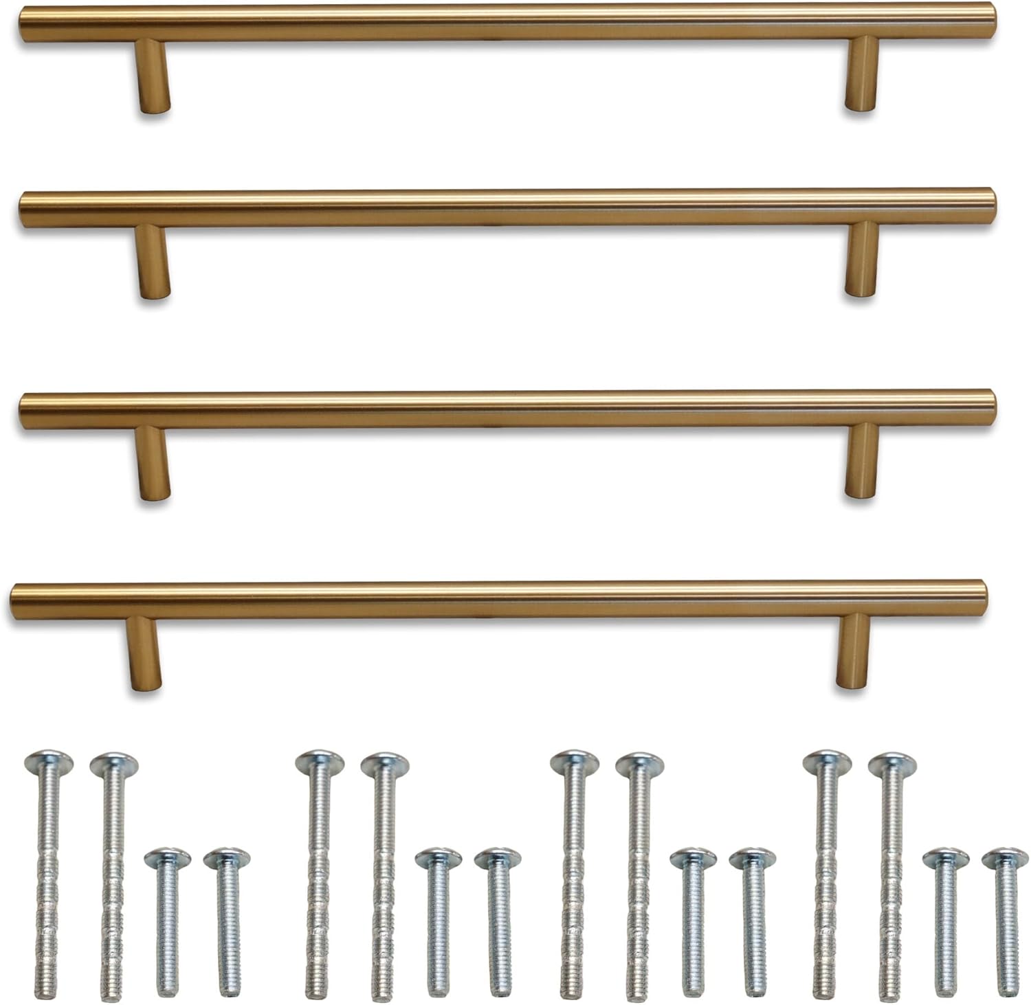 Cylindrical Bar Drawer Pull, Champagne Bronze, Solid Zinc Construction, 11-15/16 Inch, 1/2 Inch Diameter, Kitchen Cabinet Handles, 4 Pack