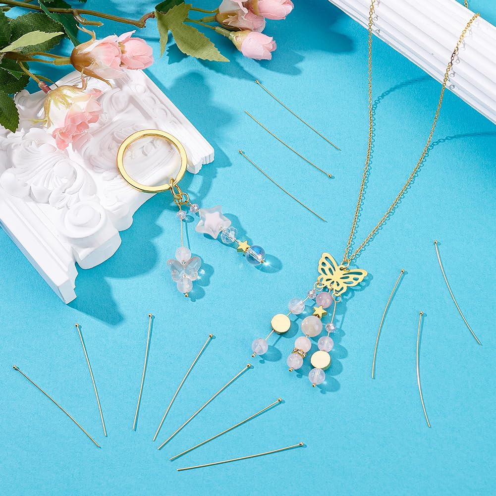 PH PandaHall 925 Sterling Silver Ball Head Pins 20pcs 2 inch Ball Pins Golden Headpins Bendable Pin for Earring Jewelry Making Beading Pendants Handicrafts DIY Project Pin: 0.5mm