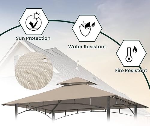 Miniatura 3 de Toldo de repuesto para kiosco de 5 x 8 pies, cubierta superior para kiosco de barbacoa al aire libre, cubierta de refugio de parrilla doble cansada