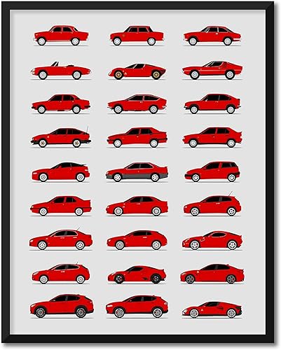 Vista 12 de Custom Car Posters Handmade Poster compatible with Alfa Romeo Generations and Print of Alfa Romeo - Green/White/Red, 24x36 Metallic Print (Unframed)