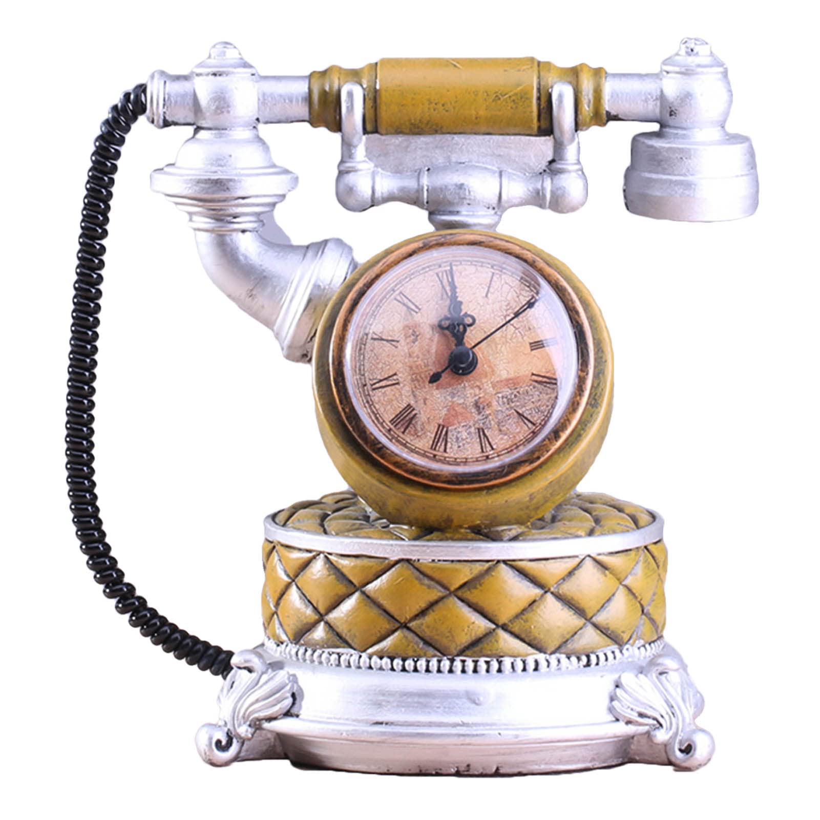 Téléphone réplique filaire antique avec horloge de bureau pour vitrine de café