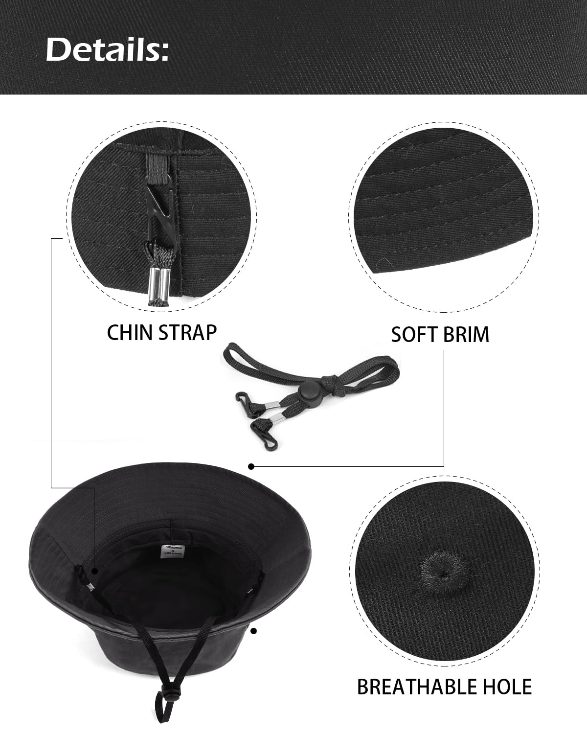 Feng Shui， Chapeaux de Soleil Seau L/XL/XX-Large, Grands Chapeaux de pêche réversibles, Chapeau de pêcheur Double Face avec Protection UV pour Le Golf et la randonnée en Plein air