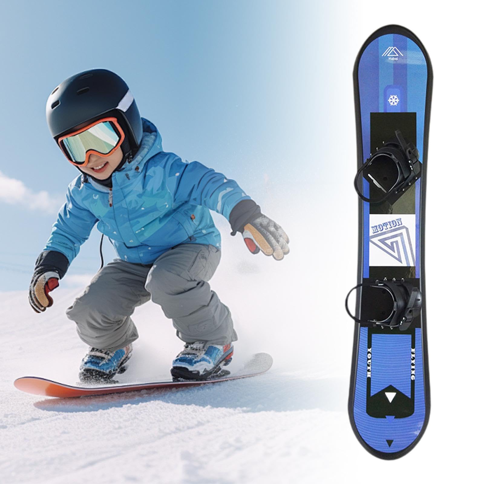 Fenteer Niños Snowboard Ski Board Snow en Trineo con Carpetas para Accesorios Deportivos de Invierno, Azul