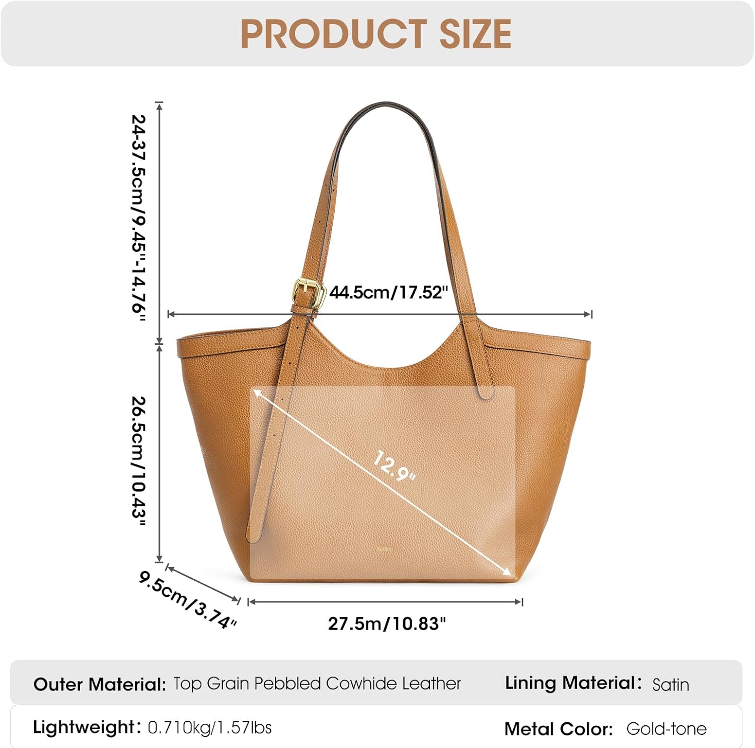Kattee Genuine Leather Purses and Handbags for Women Trendy, Top Grain Leather Hobo Tote Shoulder Bag with Adjustable Strap - Image 3
