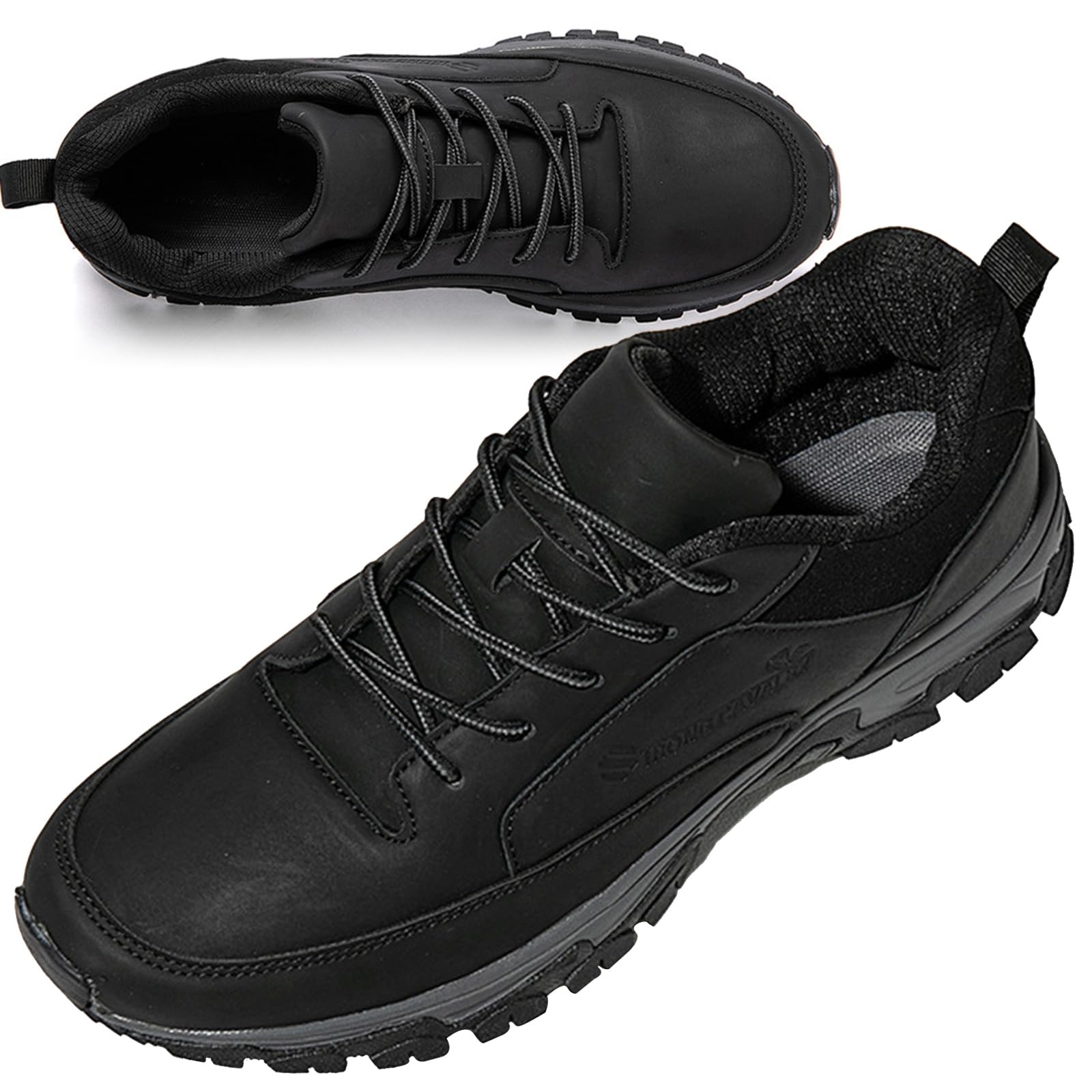 AEHO Orthopädische Herren Sneaker Weit Hausschuhe Leder Laufschuhe Herren Sneaker Sportschuhe für Herren Turnschuhe Leichtgewichts Fitness Sport Schuhe Manner,Schwarz,45/275mm