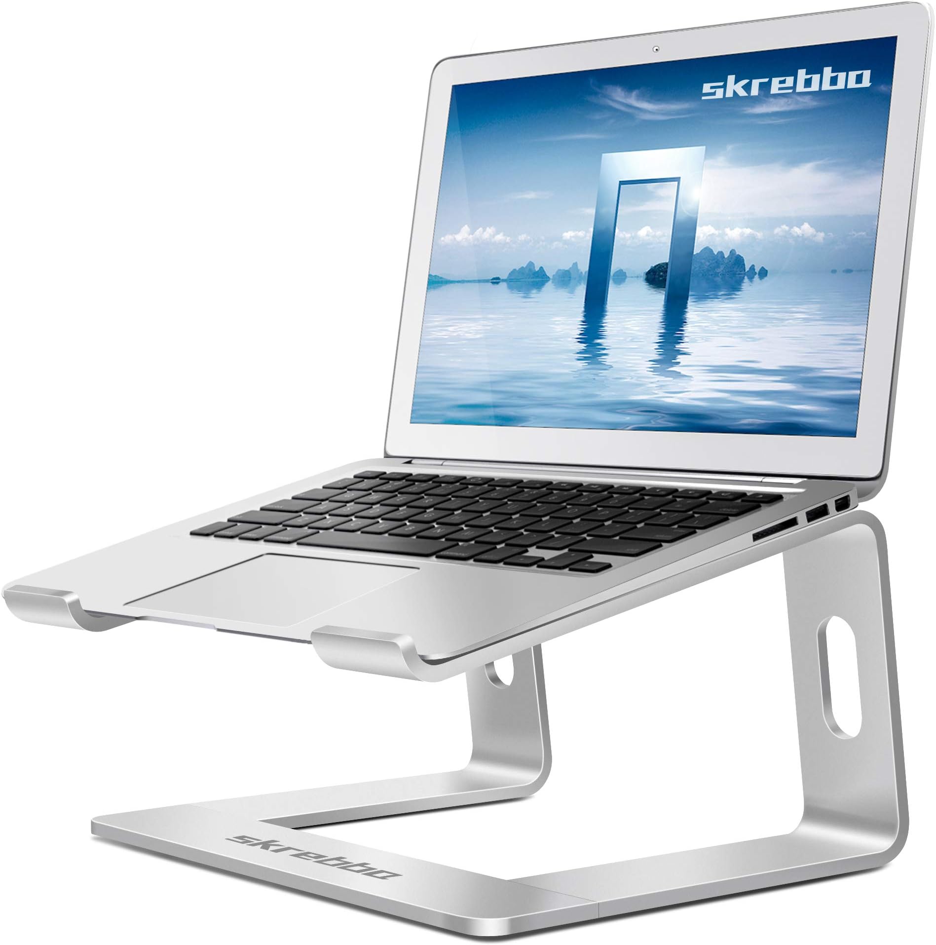 skrebba Laptop Stand, Detachable Aluminum Computer Notebook Holder Stand for Desk, Ergonomic Laptop Riser Portable Laptop Elevator Compatible with Apple MacBook Air Pro, Lenovo, HP, Dell 10-15.6" PC