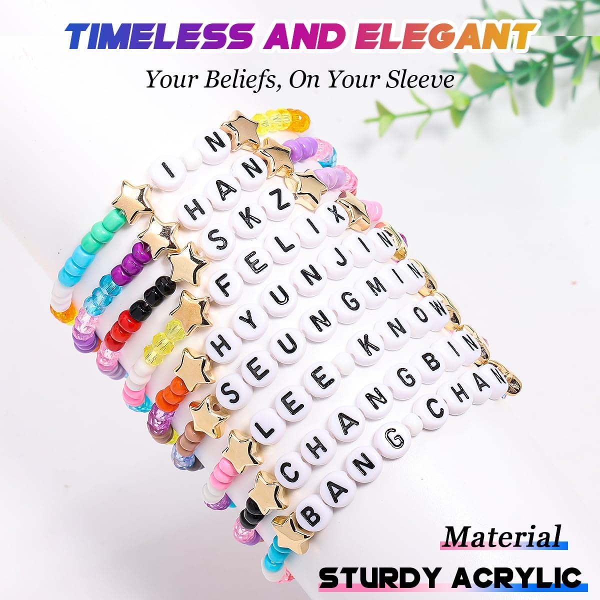 AICase for Stray Kids Merch SKZ Gifts Inspired Bracelets 9 Pcs Stackable Stretch Beaded Friendship Bracelets Party Decorations Costume Cosplay Merchandise Gifts for Fans Women Birthday Christmas - Image 8