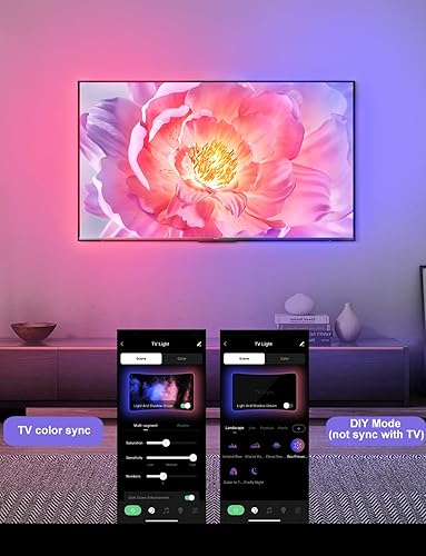 Miniatura 2 de Retroiluminación LED de TV con cámara para pantallas de 55 a 65 pulgadas, tira de luces LED de 13 pies sincronizada con pantalla y música, tira de