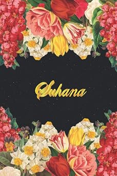 Suhana Lined Notebook / Journal with Personalized Name, Monogram initial S on the Back Cover, Floral cover, Gift for Girls & Women