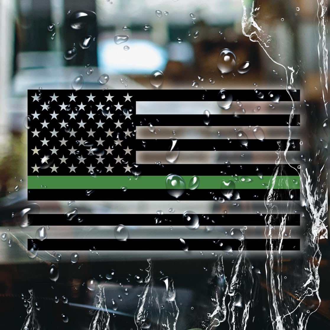 Thin Green Line American Flag Decal Black and Green Vinyl Waterproof Sticker for Car Truck Laptop Toolbox Garage Wall Military Border Patrol Support Accessories 7 x 4,17 Inches image 2