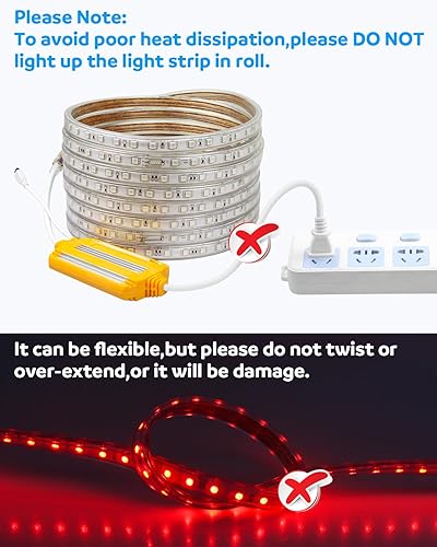 Miniatura 2 de Aclorol Tira de luces LED RGB para exteriores, impermeable, CA 110 V-130 V, cuerda de luces LED, RGB multicolor, regulable, tira de luz flexible,