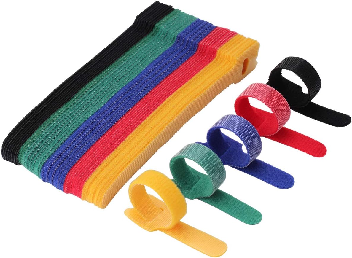 Multi-Purpose Cable Ties Reusable Cord Ties 6 Inch Cable Straps Microfiber Fastening Straps Used for Headphones Phones Electronics PC wire Management - 5 Color