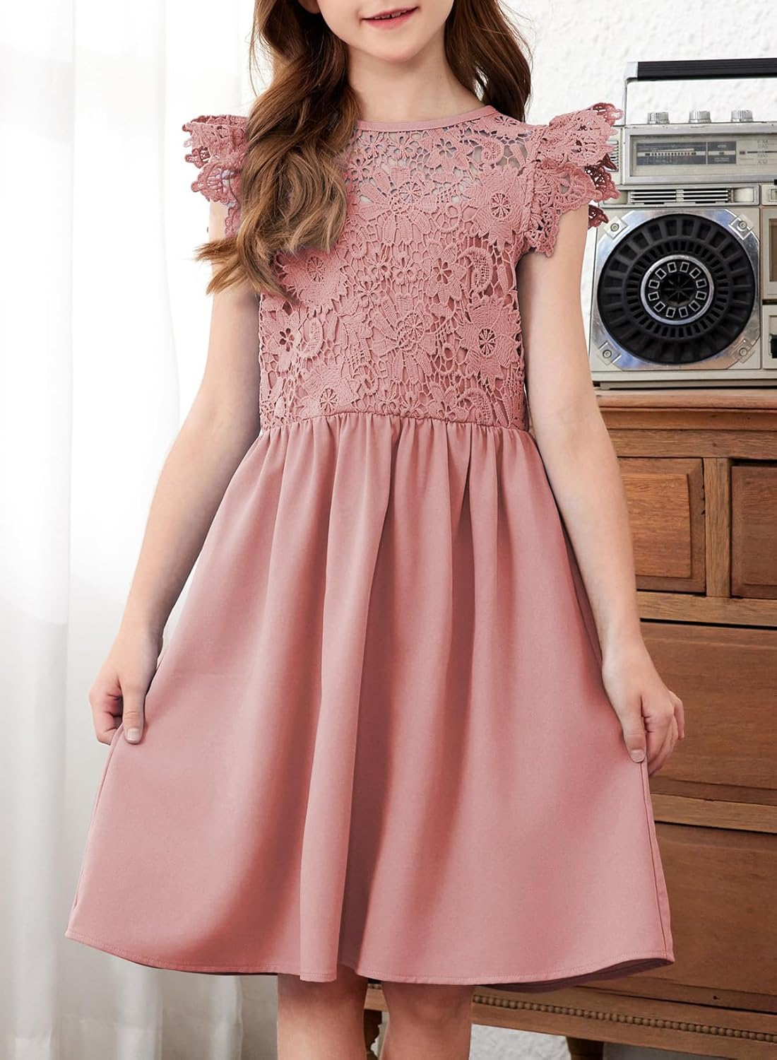 blibean Teen Girls Flower Dresses Semi Formal Sleeveless Wedding Dress Size 6-15 Years - Image 2