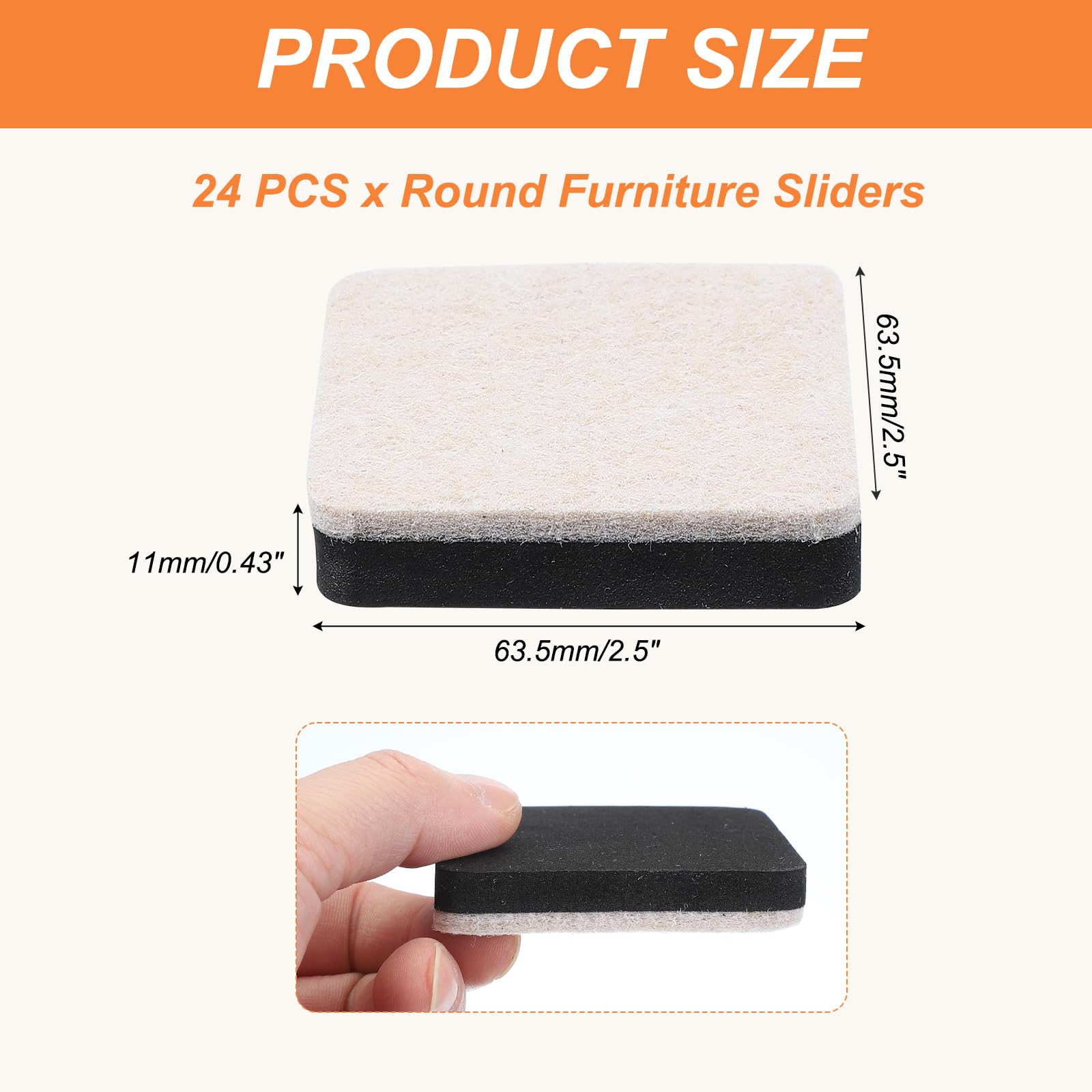 PATIKIL 2.5 Inch Felt Furniture Sliders - Image 2