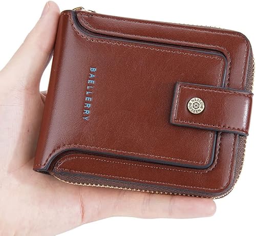Miniatura 3 de SUMGOGO Bifold Wallet para hombre con cremallera pequeño billeteras cortas con bloqueo de RFID tarjetero para monedas monedero bolsillo de cuero