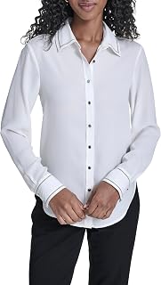 Women's Long Sleeve Button Up Collared Blouse
