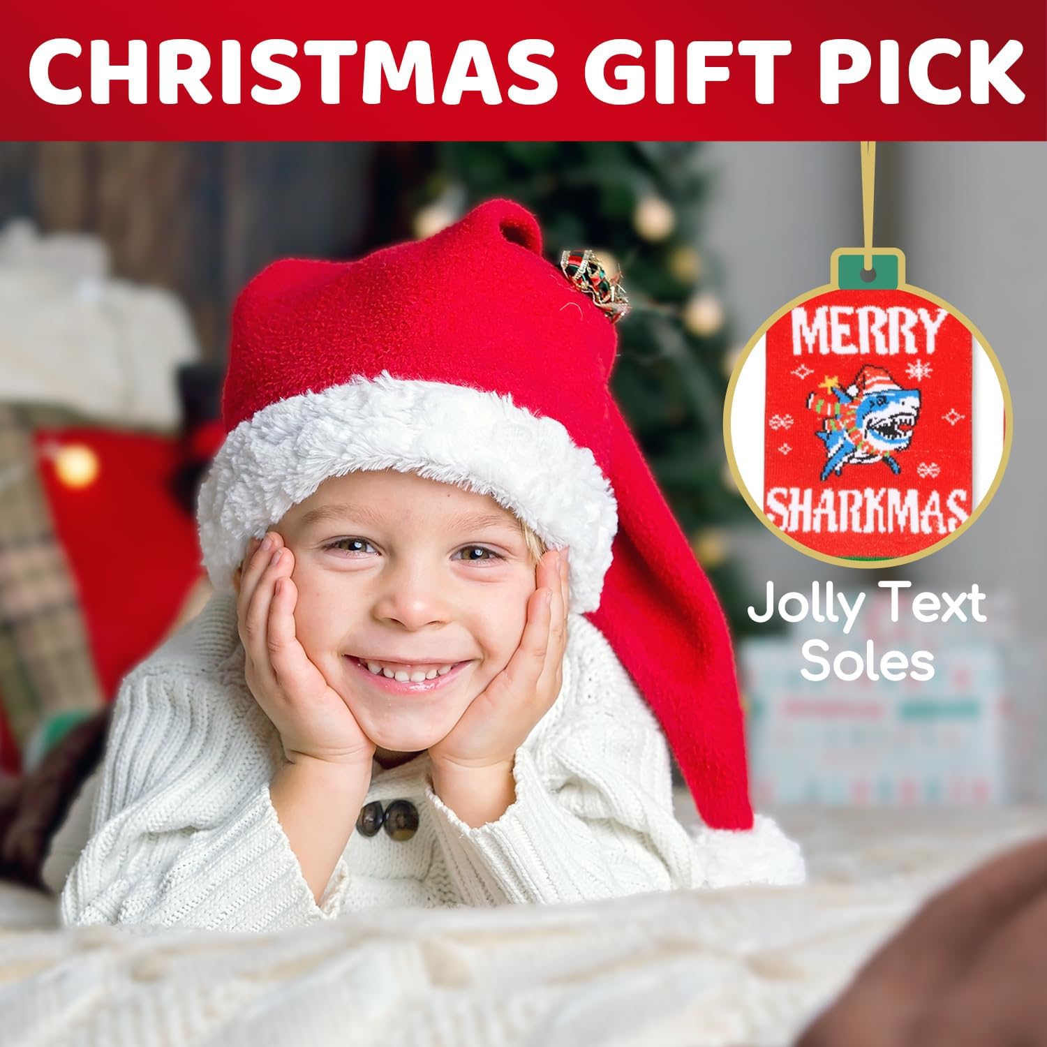 HAPPYPOP Christmas Gifts for Kids Teens - Shark Socks Stocking Stuffers with Greeting Card - Image 5