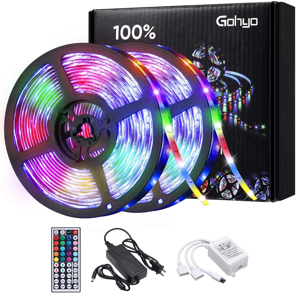 Gohyo 32.8ft LED Strip Lights LED Light Strip RGBW Remote Control 300 LEDs Color 24-Key Remote LED Lights Rope Lights for Home TV Party