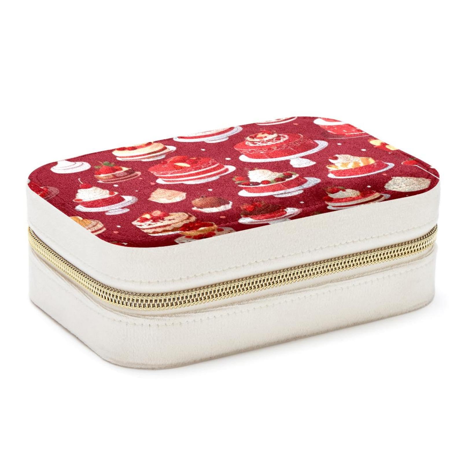Étui de rangement de voyage pour bijoux motif dessert rouge idéal en déplacement