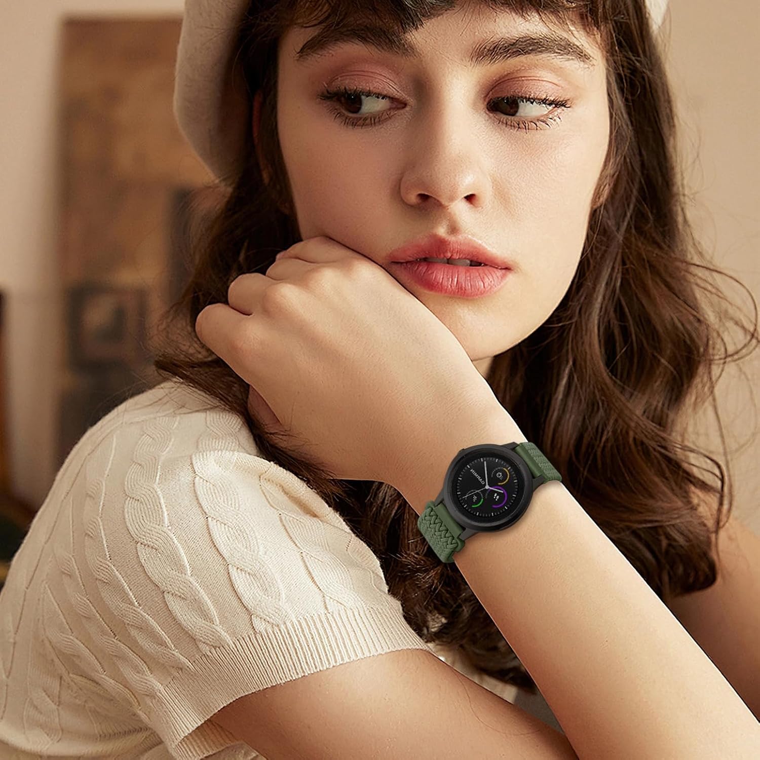 5 Pack Braided Stretchy Bands Compatible with Garmin Vivoactive 6/5/3/Venu 2 Plus/Forerunner 165/55/245/645,20mm Adjustable Nylon Solo Loop Watch Straps for Garmin Venu/Sq/Sq 2/Vivomove HR - Image 6