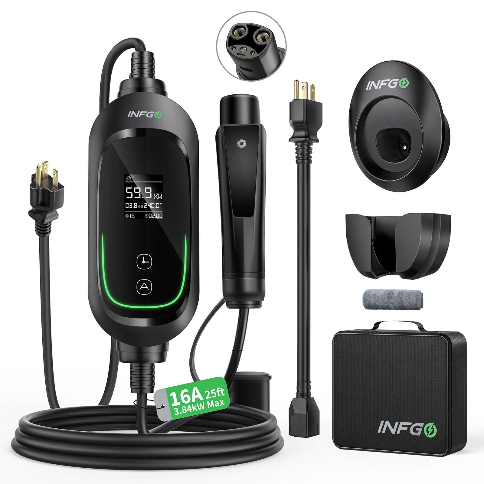 Photo 1 of INFGO Tesla Level 1&2 EV Charger, 16A 240V/12A 120V, NEMA 6-20 & 5-15