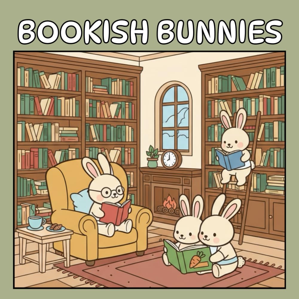 `Bookish Bunnies: A colouring book: adorable and cute book loving bunny rabbits (Cute Bunny Colouring Book)