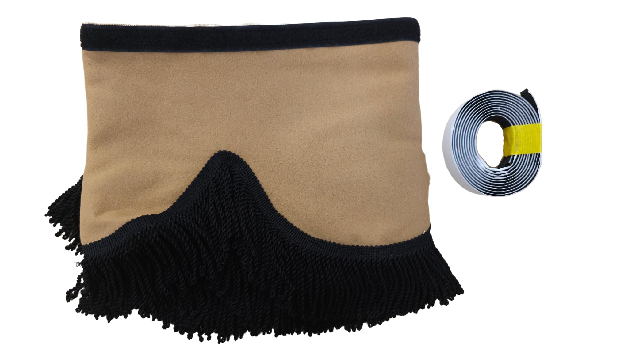 KramTruck - Rideau de Camion avec Pompons - Pare-Soleil pour Camion - Protection Solaire pour Toutes Les Marques de camions - Couleur : Marron foncé (Pompons Noirs)