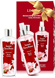 Japanese Cherry Blossom Bath and Body Care Set - Body Lotion & Body Mist Set, Nourishing & Moisturizing Daily Skincare -2-Piece 8fl.oz/236mL Each, Perfect Holiday Gift for Christmas/New Year/Birthday