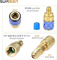 Vista 4 de Kit de manguera de recarga R134A R12 R22 con calibre, kit de manguera de carga de refrigerante de CA de 51 pulgadas con válvula de grifo