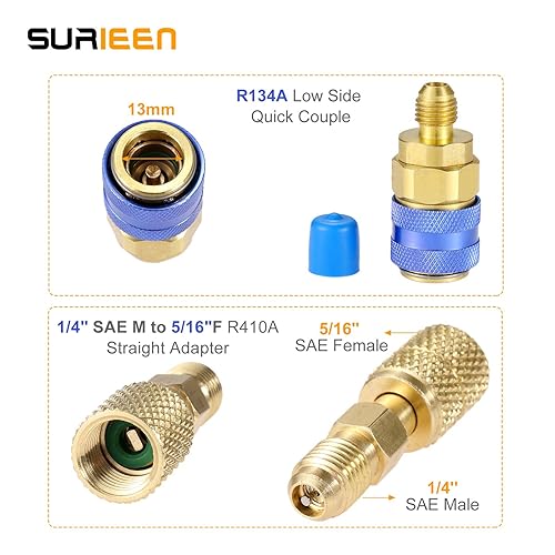 Miniatura 4 de R134A manguera de carga AC puede golpear con manómetro, kit de manguera de recarga de refrigerantefreón 14 "puerto SAE para el hogar y el aire