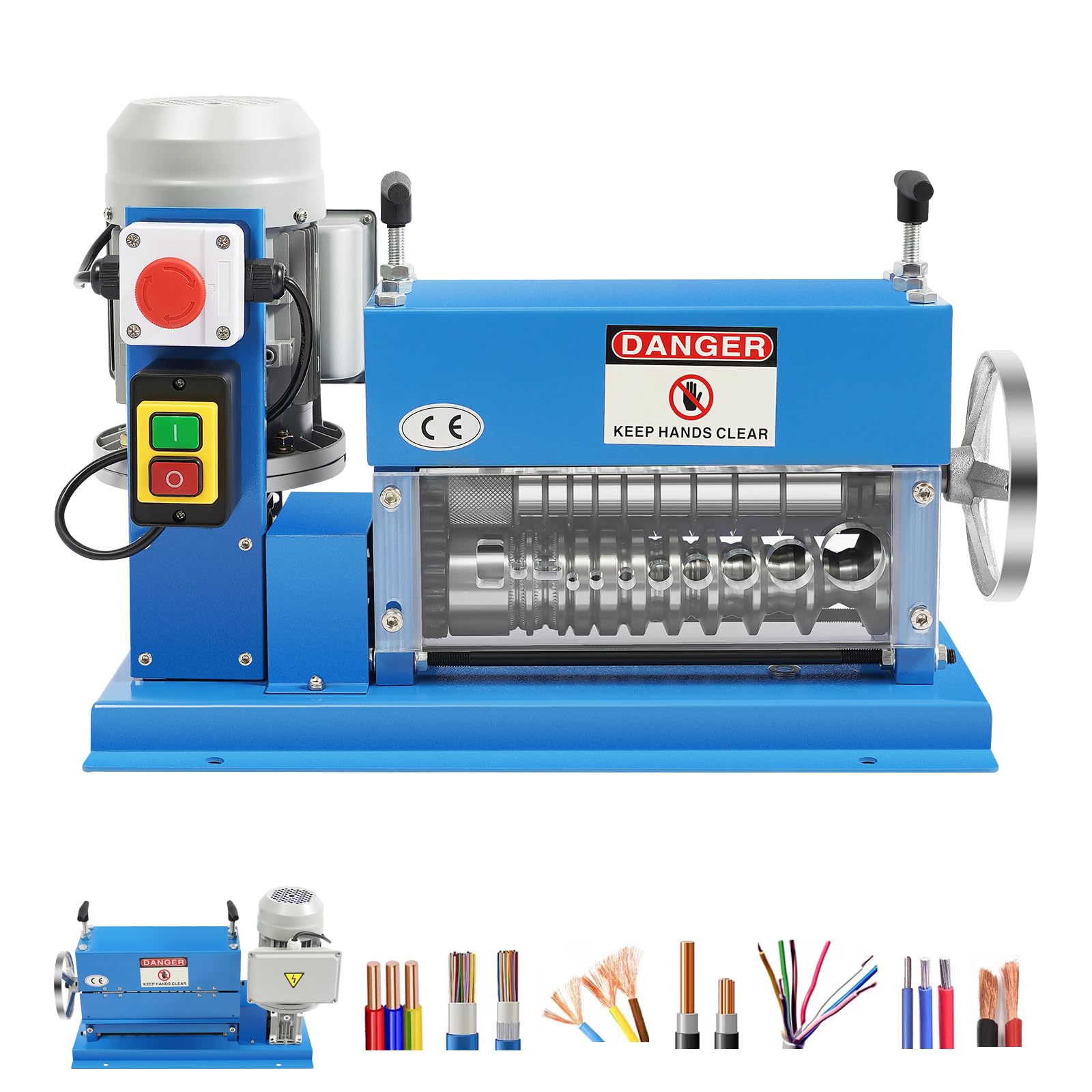 Deinungen Electric Wire Stripping Machine,11 Channels Automatic Wire Stripper for 1.5-38mm Wires Range, 370W Powered Cable Wire Stripping Machine,10 Blades Strip Machinery