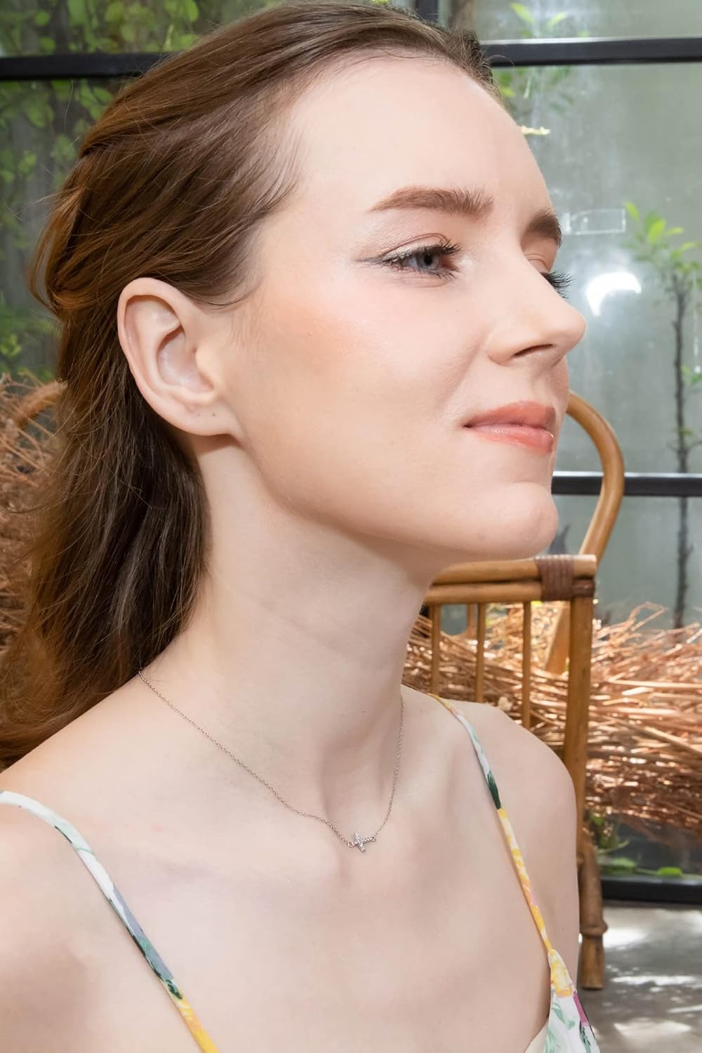 Cross Necklace, Layered Necklaces for Women, Choker Necklace, Short Necklace, Cubic Zirconia Cross Necklace, Layering Necklaces for Women, Sterling Silver, Rose Gold, Dainty Gold Necklace for Women - Image 6