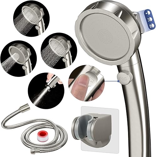 Miniatura 8 de HANLIAN Cabezal de ducha de alta presión con botón de pausa, cabezal de ducha de 3 modos de pulverización para autocaravana, ahorro de agua en la