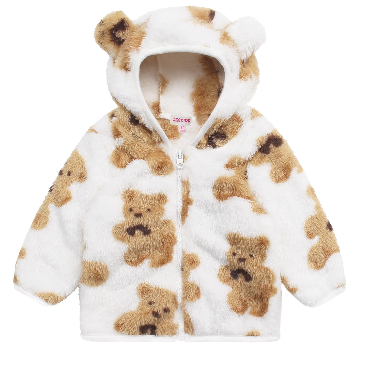 JESKIDS Toddler Girls Boys Fleece Hoody Jacket Zip Up Teddy Coat Warm Winter Outwear
