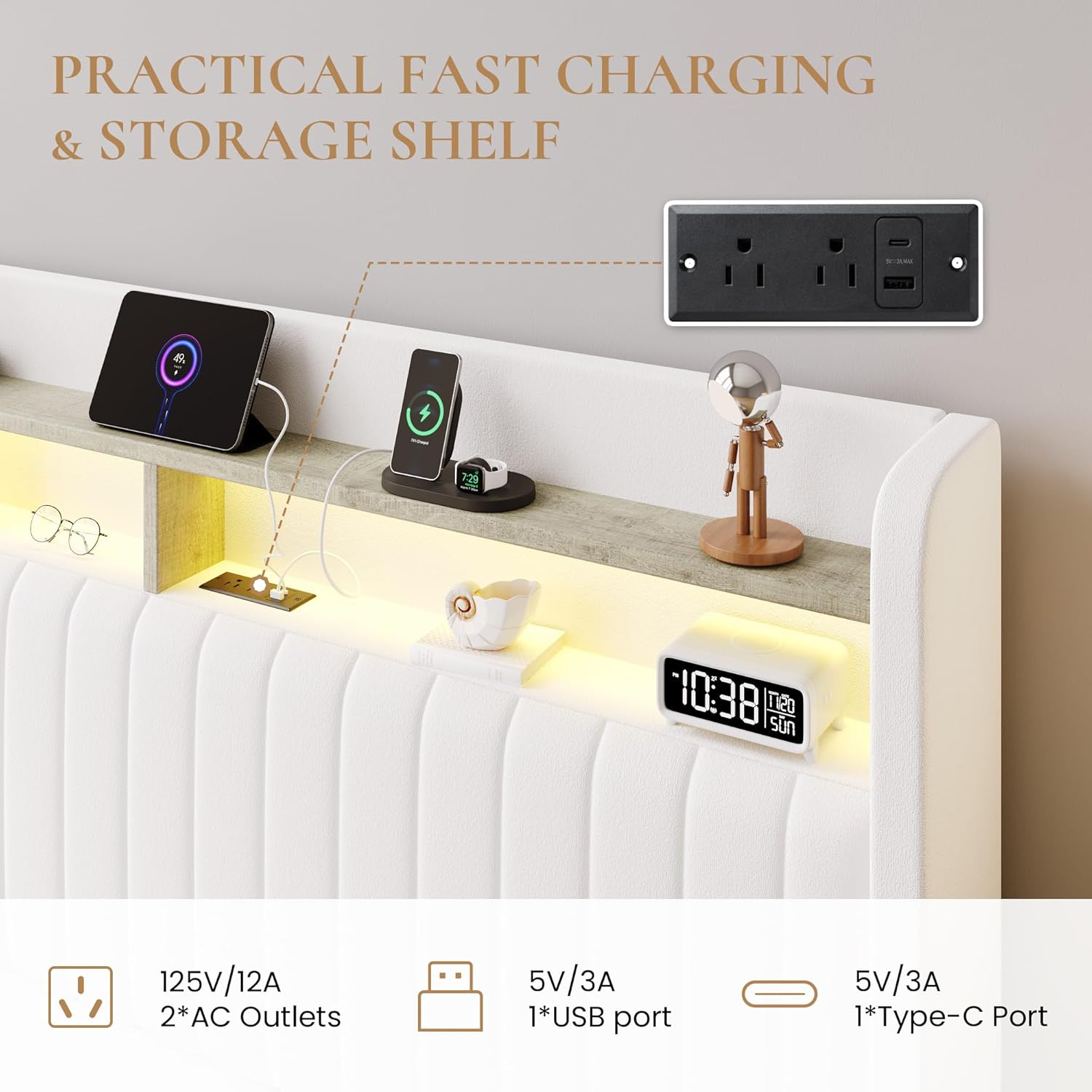 Image comparing a gas lift storage bed with ample underbed storage to a drawer bed with limited storage, highlighting the benefits of the lift-up mechanism.