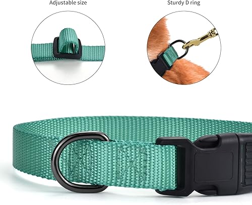 Miniatura 9 de AUDWUD Collar de nailon grueso, clásico ajustable, varios colores, adecuado para perros pequeños, medianos y grandes, 4 tamaños