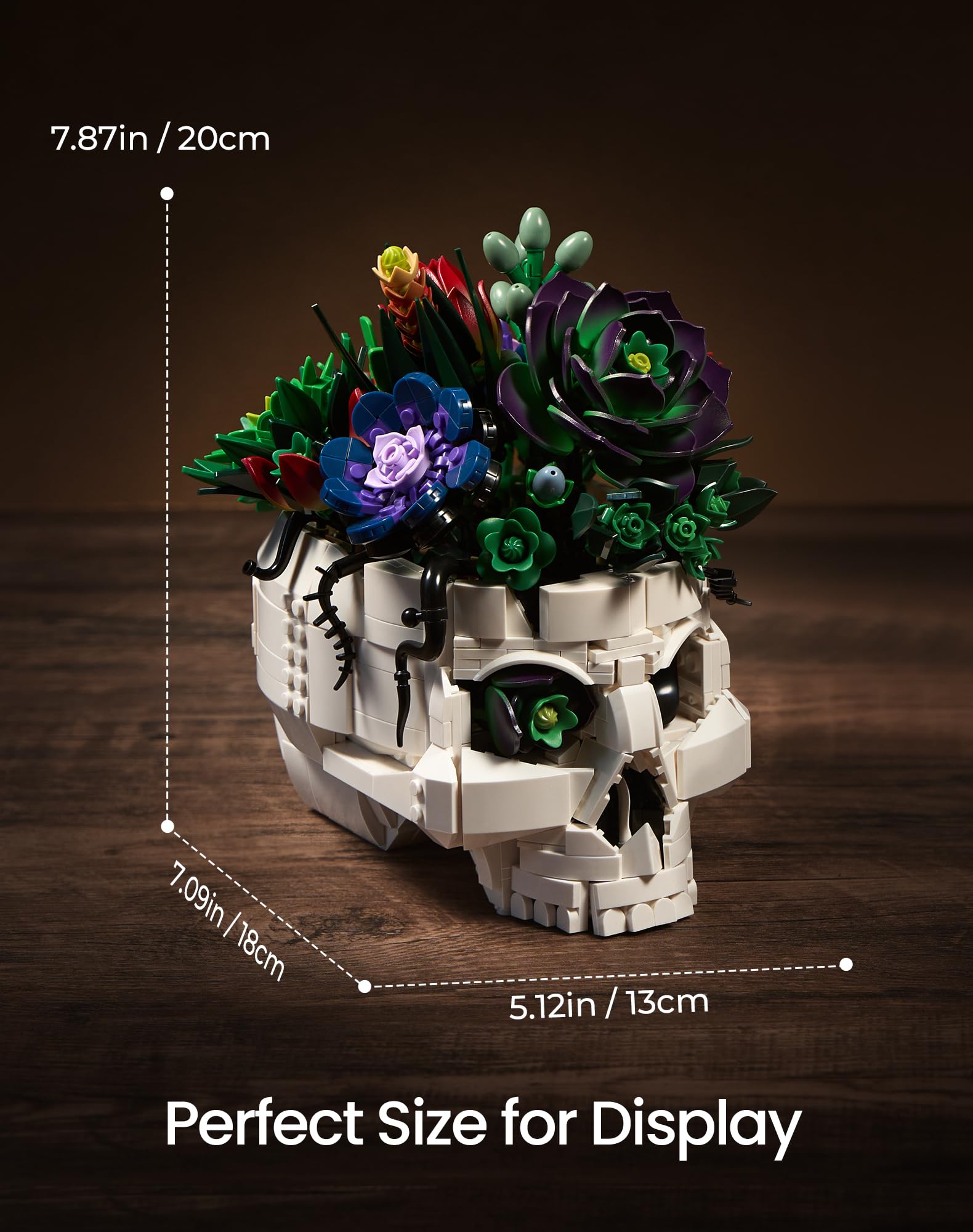 Juego de construcción de macetas de calavera suculenta, kit de construcción de colección de macetas de esqueleto botánico, plantas de terror, decoración de mesa para el hogar, oficina