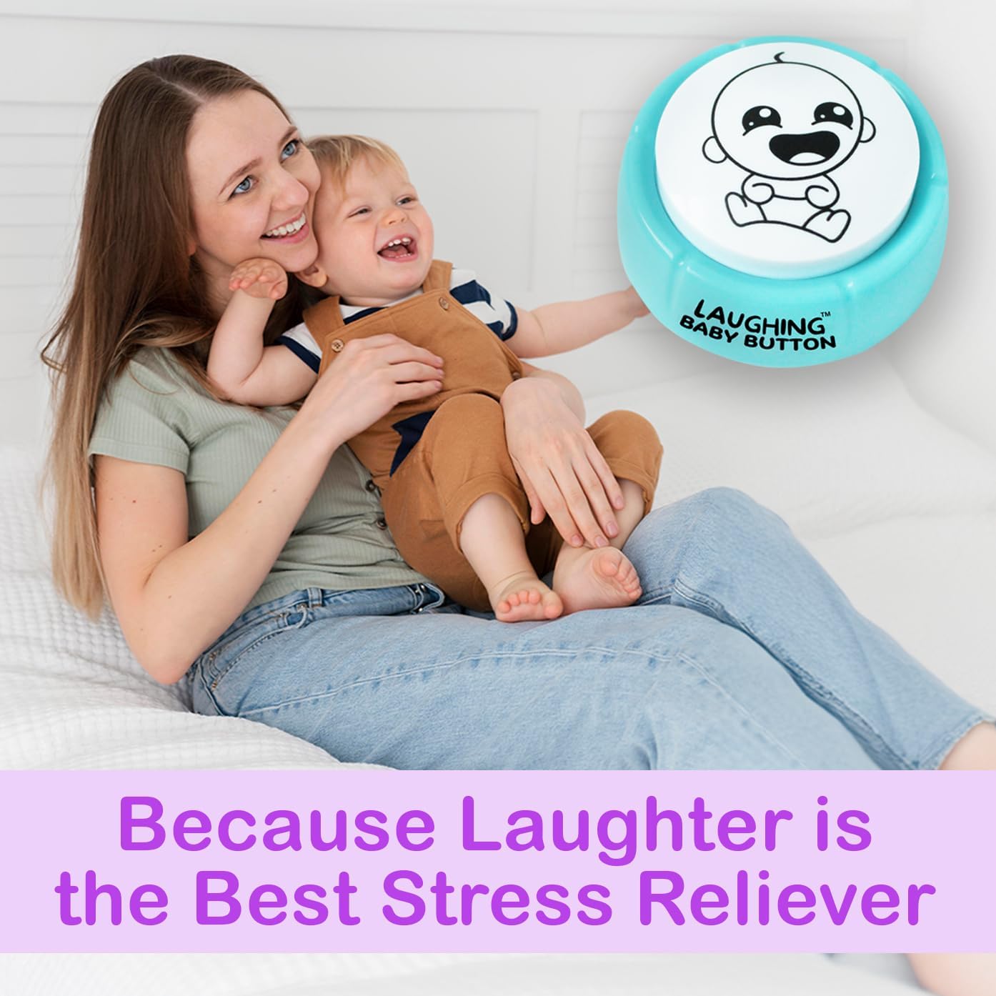 Laughing Baby Button | Stress Relief Gifts for Adults | Stress Relief Toy | Fun Desk Accessory for Stress & Anxiety Relief | Unique Gift for Office, Home, or Co-Workers