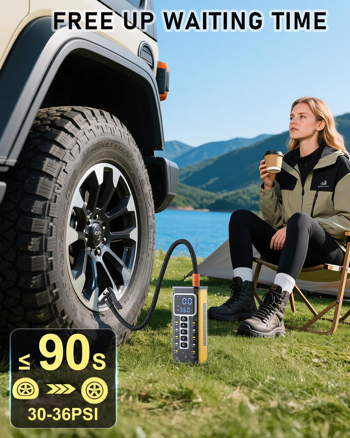 Tire Inflator Portable Air Compressor, 150 PSI Air Compressor for Car Tires, Portable Tire Inflator for Car with Pressure Gauge, Tire Pump for Cars, Bike, Motorcycle, Ball，Valentines Day Gifts for Him