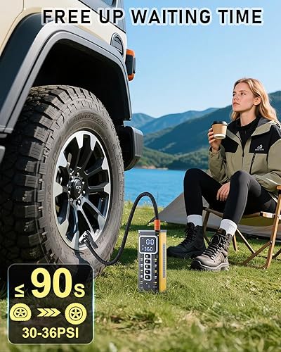 Miniatura 2 de Compresor de aire portátil para inflador de neumáticos, compresor de aire de 150 PSI para neumáticos de automóvil, inflador de neumáticos portátil