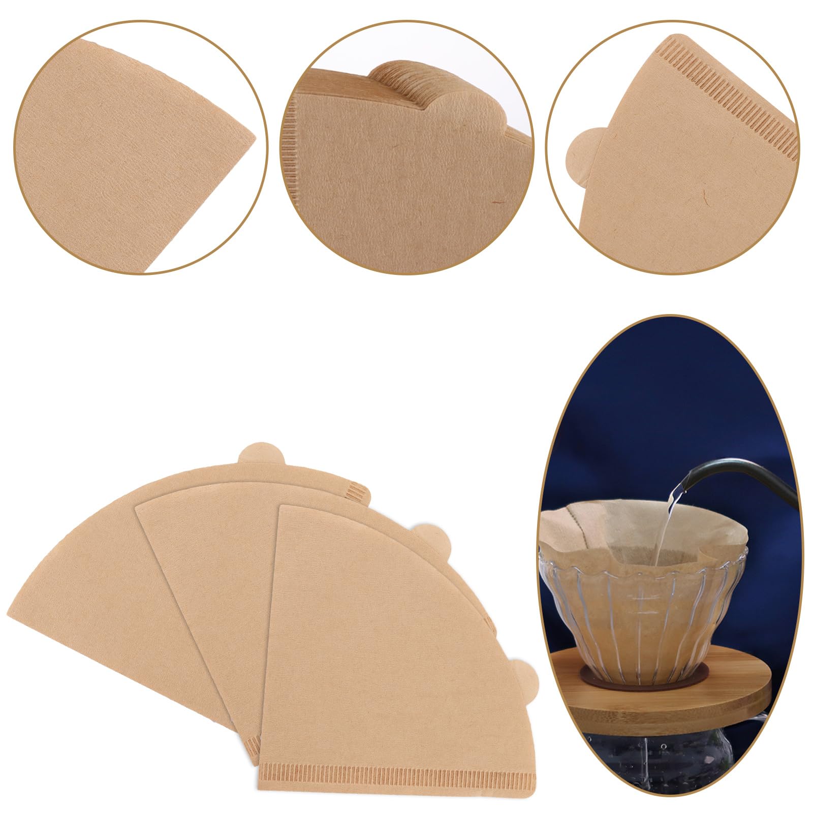 ASelected 200Pcs Coffee Filters Papers Compatible with Size 02 Unbleached Cone Paper Filters for Pour Over and Drip Coffee Maker (1-4 Cups) - Image 2