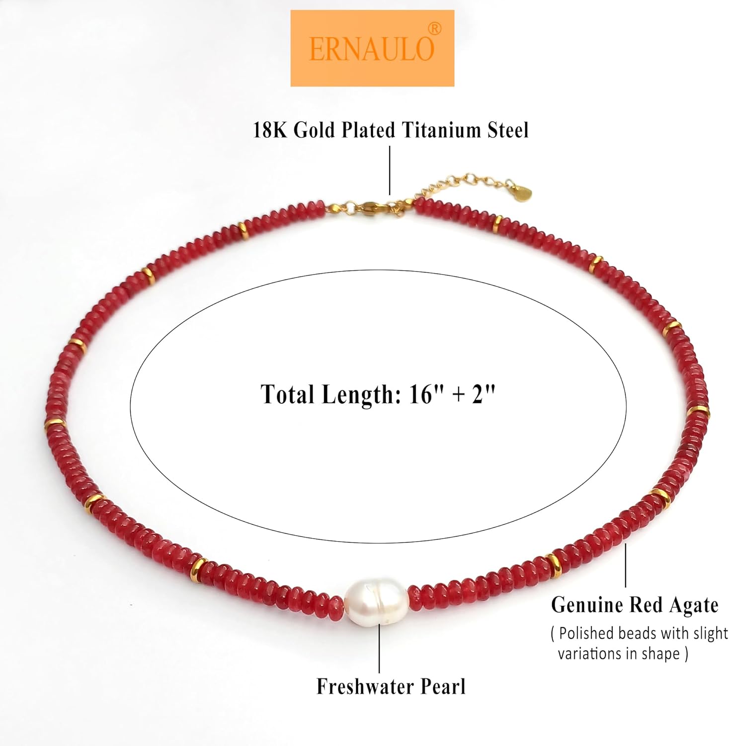 Beaded Necklaces for Women Gemstone Necklace with Freshwater Pearl Crystal Beaded Necklace Natural Stone Summer Beach Bead Choker Boho Necklaces for Women - Image 5