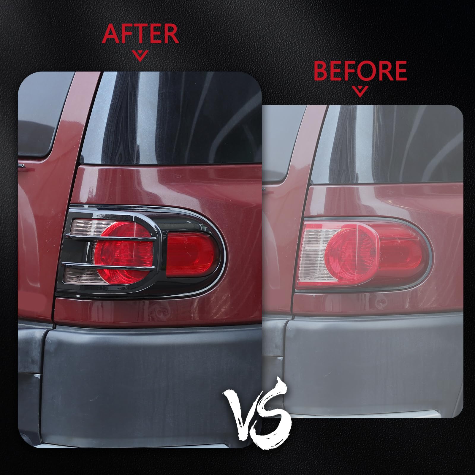 LLKUANG Rear Tail Light Cover Tail Lamp Guard Trim Frame Compatible with Toyota FJ Cruiser 2007-2021,ABS Car Taillight Decorative Frame Cover Taillight Shell Exterior Accessories (Glossy Black)