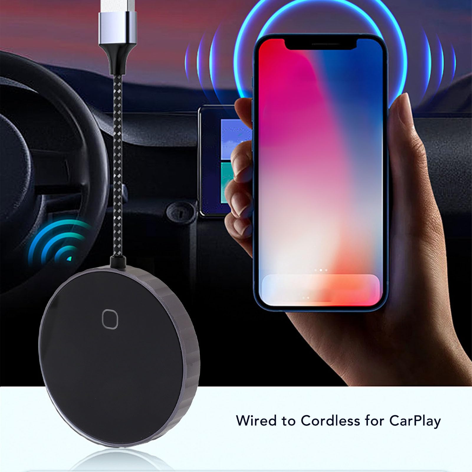 KUIDAMOS Adaptador Inalámbrico para Automóvil Inalámbrico para Auto y Plug Play para una Experiencia de Conducción Diseño Liviano y Compacto
