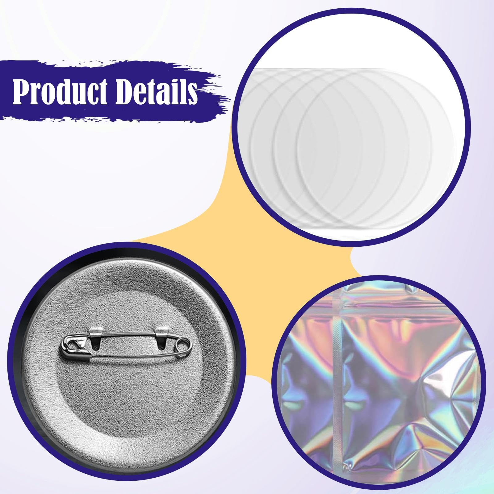 902x Rohling Button Herstellungsmaterial mit Dichtung, Rohling Papier, Tragbares DIY Set Zur Herstellung Runder Anstecknadeln für Namensschilder,