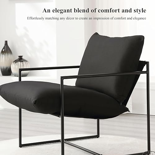 Miniatura 3 de jonpony Silla decorativa para sala de estar, dormitorio, lectura, oficina, diseño moderno, con marco de metal, con cómoda espuma viscoelástica