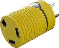 Vista 1 de AC WORKS Generador a adaptador RV de 30 amperios (L5-20 20A 3 clavijas de bloqueo compacto) Amarillo