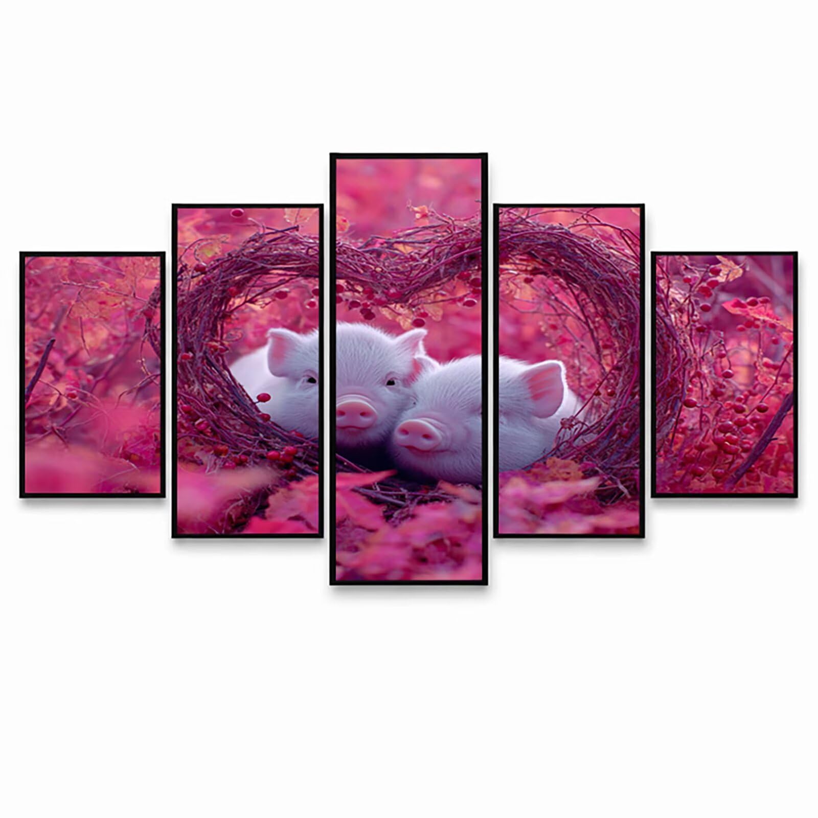 5er-Pack Diamond Painting Schwein Diamond Painting Erwachsene, 5 Pack Malen Nach Zahlen Tier mit Diamant, 5D Leinwand Bilder Bastelset Erwachsene für Home Decoration Geschenke für Frauen GYZH-2599