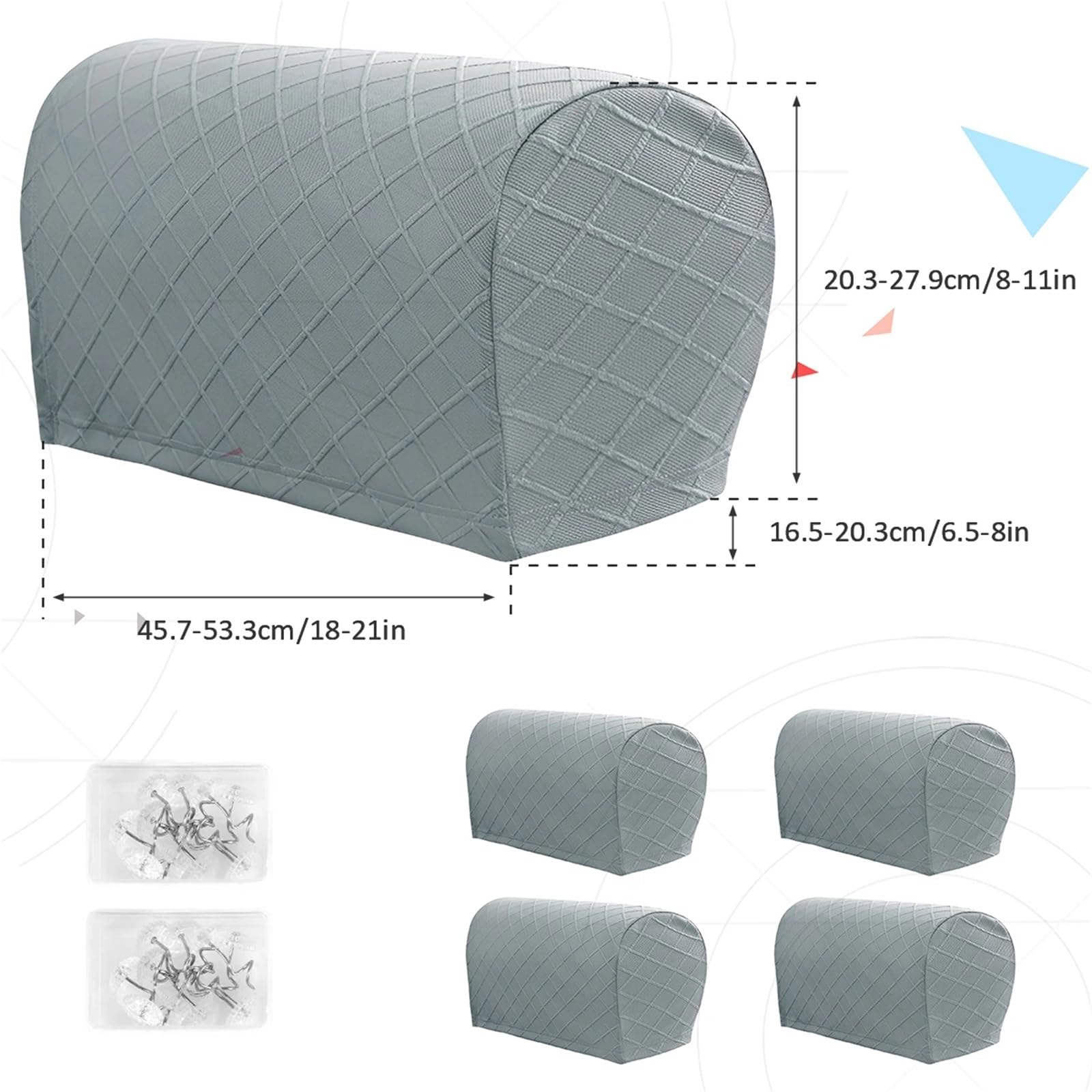 Sofa Armlehnenbezüge 4Pcs Stretch Armrest Covers Breathable for Chairs Couch Armchair Slipcovers for Recliner Sofa(Grey 4pcs)